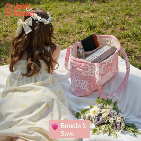 Quilted Tote Bag Lightweight Shoulder Purse Laptop Work Travel - Picture 4 of 8